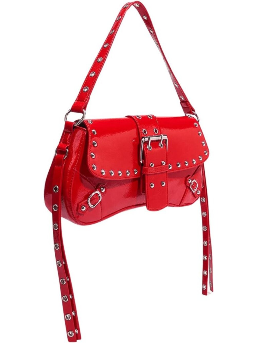 Women's Y2K Purse Cute Trendy Handbag Leather Goth Punk Shoulder Bag Studded Cro - Picture 4 of 7